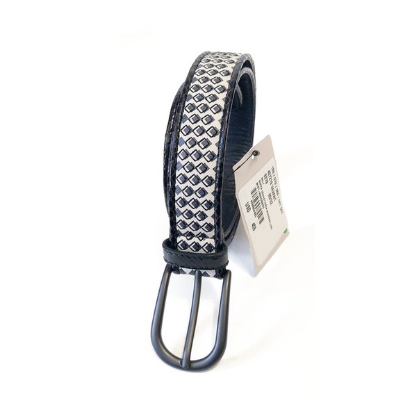 Bottega Veneta 407219 VAWW1 Women Belt Black White Printed Napa Leather Size M main image 5